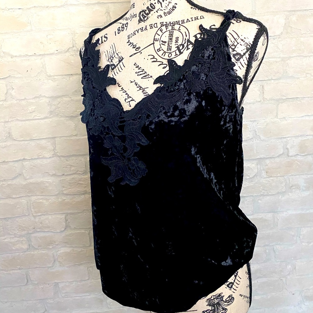 Stunning Black Velvet Lace Tank Top